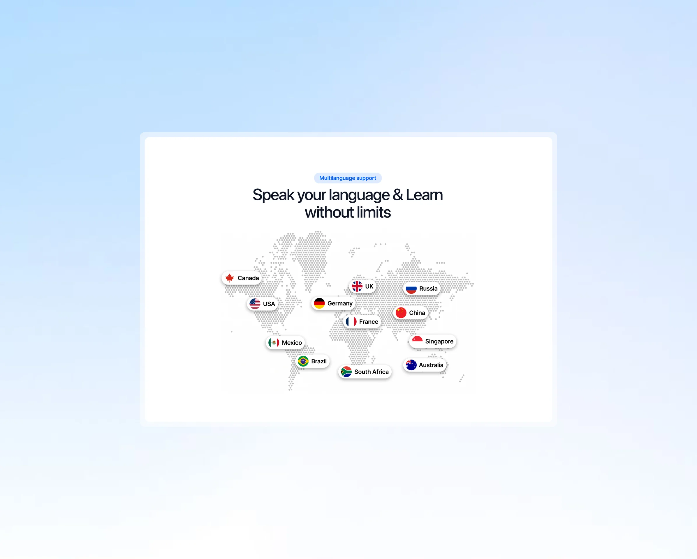 Mentra multilingual learning section