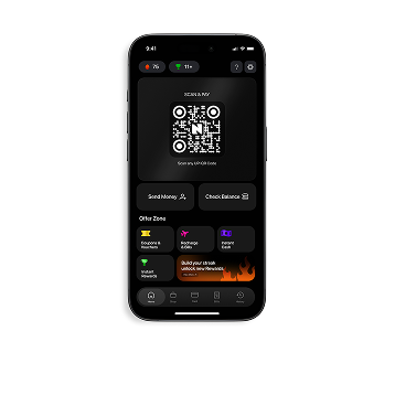 Mobile payment application displayed on a phone